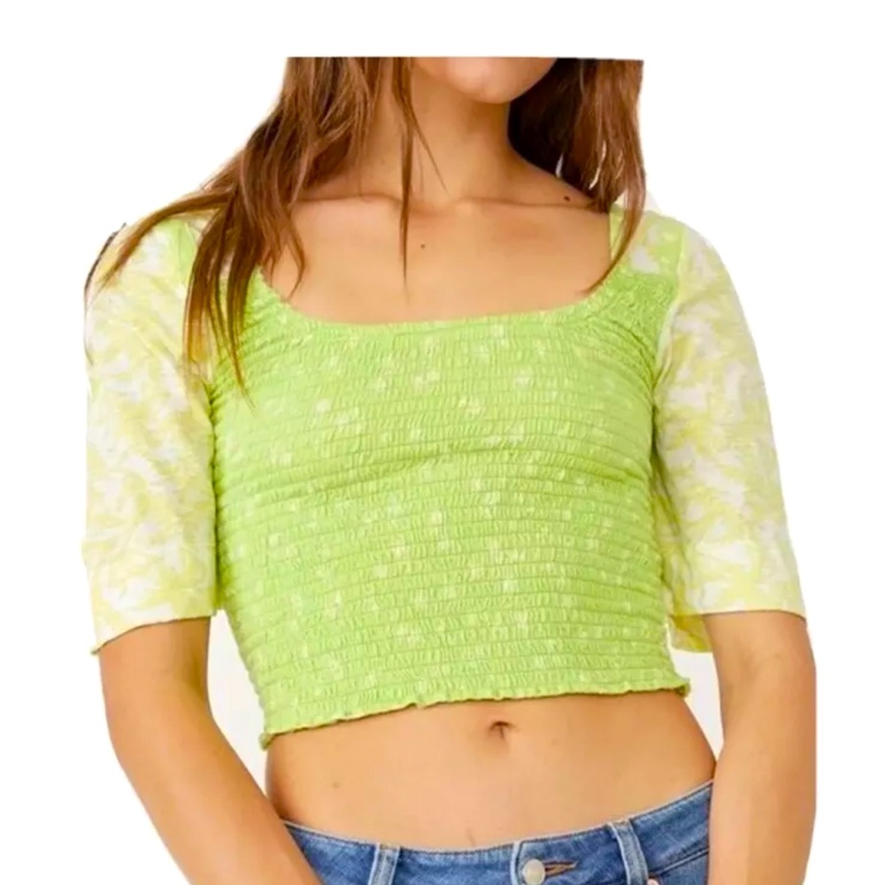 NWT Marigold Mix Print Smocked Top - Picture 2 of 9
